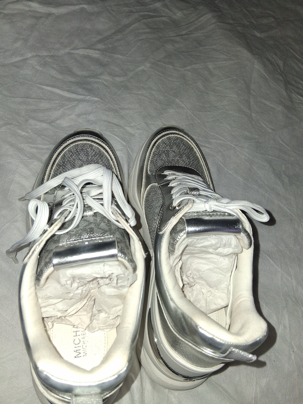Michaels Silver and White Women's Platform Sneakers